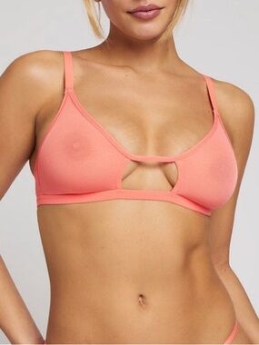Negative Underwear Sieve Cutout Mesh Bralette Coral Pink Orange 0 XS